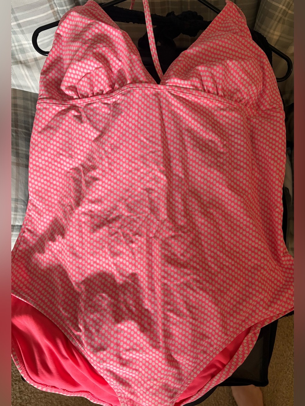Old Navy One Piece Swimsuit Pink/White Polka Dots Size XL